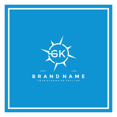 Wall Mural - letter GK compass logo design vector