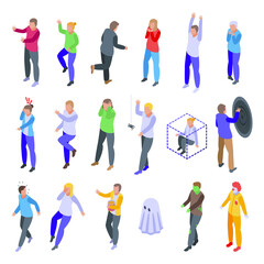 Poster - Frightened people icons set. Isometric set of frightened people vector icons for web design isolated on white background