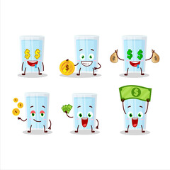 Wall Mural - Glass of water cartoon character with cute emoticon bring money