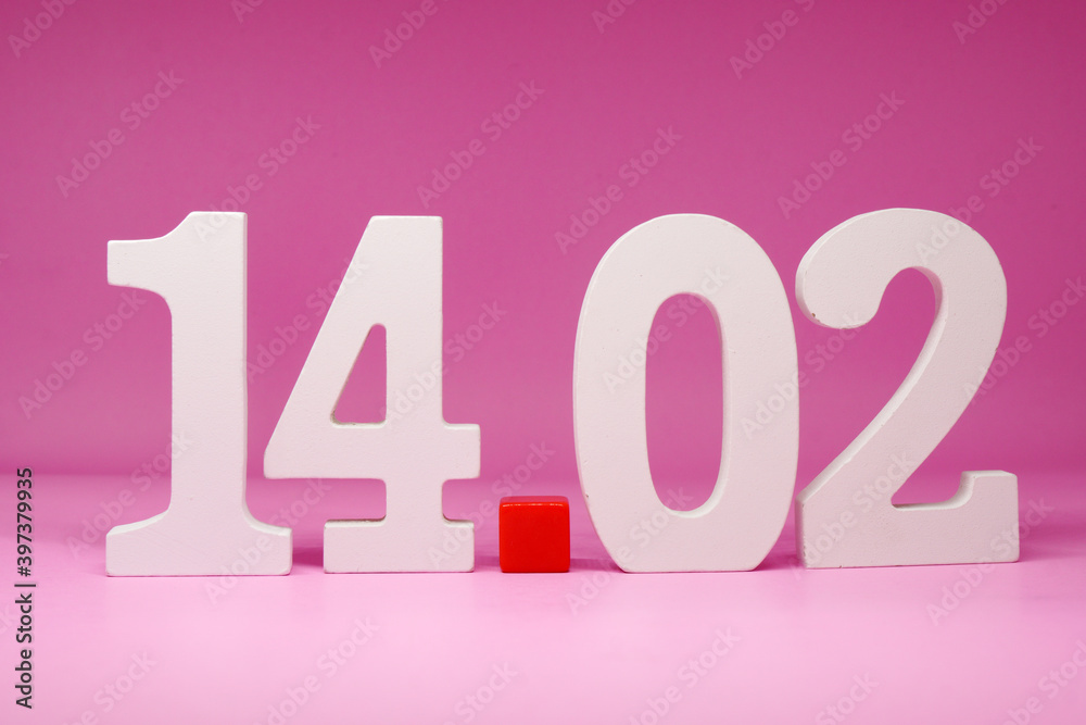 Obraz na płótnie 14 02 ( February 14 ) Isolated pink Background with Copy Space - valentine day anniversary concept                                                w salonie