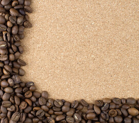 Spilled coffee background with space for text