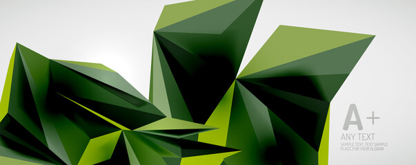 Vector triangle geometric backgrounds. Low poly 3d shape on light backdrop. Vector illustration for covers, banners, flyers and posters and other designs
