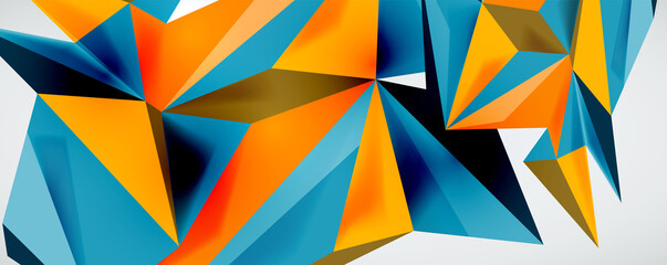 Vector triangle geometric backgrounds. Low poly 3d shape on light backdrop. Vector illustration for covers, banners, flyers and posters and other designs