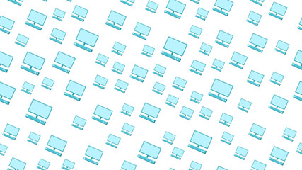 Poster - Seamless pattern texture of endless repetitive modern digital laptop computers with monitors on white background. illustration