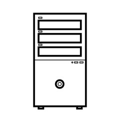 Poster - illustration of a black and white flat icon simple modern digital digital rectangular system unit of a stationary computer isolated on a white background. Concept: computer digital technologies