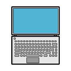 Wall Mural - illustration of white flat icon of simple modern digital digital rectangular laptop with keyboard and monitor isolated on white background. Concept: computer digital technologies