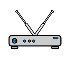Poster - illustration of white flat icon of modern digital  wi-fi modem router for wireless internet isolated on white background. Concept: computer technologies