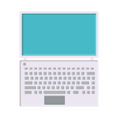 Poster - illustration of white flat icon simple modern digital digital ultrathin rectangular laptop with keyboard isolated on white background. Concept: computer digital technologies