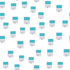 Poster - Seamless pattern, texture of modern powerful digital computer mobile laptops with keyboard, technology isolated on white background