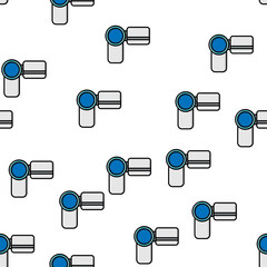 Poster - Seamless pattern, texture from modern digital video cameras for shooting movies and videos, technology isolated on white background. illustration