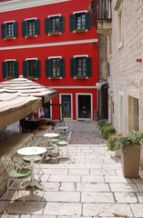 Wall Mural - View of the touristic old city of Sibenik, an ancient town on the Dalmatian coast of Adriatic sea in Croatia, Europe