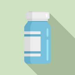 Sticker - Measles pill jar icon. Flat illustration of measles pill jar vector icon for web design