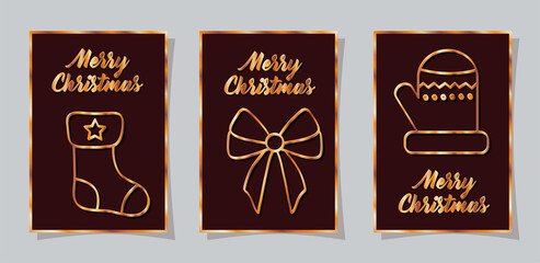 Wall Mural - merry christmas boot bow and glove vector design