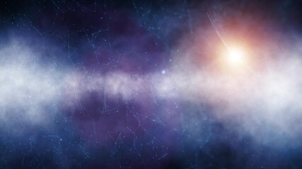 Wall Mural - Abstract space with artistic planet and nebula animation background.