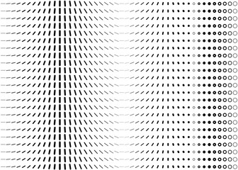 Poster - Abstract monochrome pattern. Dynamic black pattern with magnetic field optical illusion effect. Black dots and lines on white background.