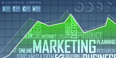 Poster - 2d rendering Stock market online business concept. business Graph 
