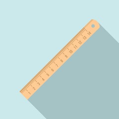 Poster - Wood ruler icon. Flat illustration of wood ruler vector icon for web design