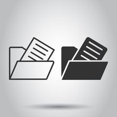 Poster - File folder icon in flat style. Documents archive vector illustration on isolated background. Storage business concept.