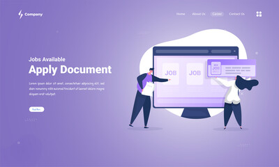 Wall Mural - apply document application to find a new job on landing page concept