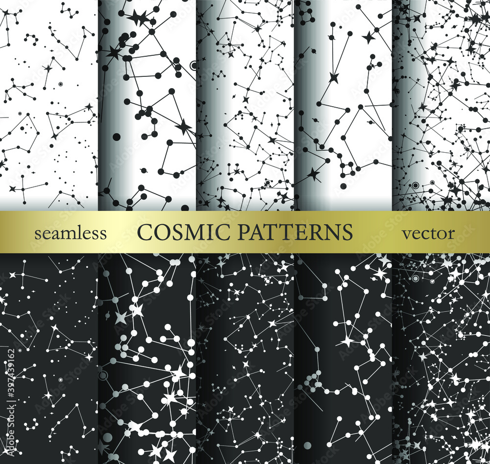 Collection of stars patterns. Vector stellar constellation set. Cosmic ...