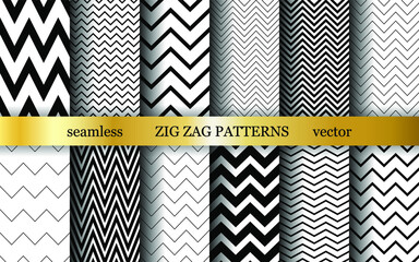 set of seamless vector zig zag patterns. collection of romantic zigzag wavy lines background. for de