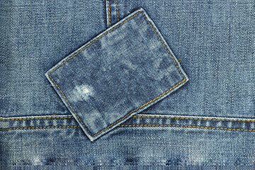 denim background with rectangular patch copy space.