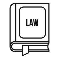 Poster - Law book icon. Outline law book vector icon for web design isolated on white background