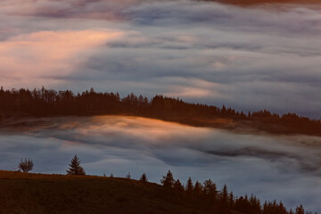 Sticker - Brouillard et lever du soleil sur les Vosges