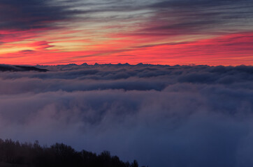 Sticker - Lever de soleil et brouillard sur les Vosges