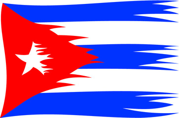 Vector illustration of the damaged Cuban flag