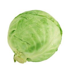 Wall Mural - Fresh cabbage with water drops isolated on white background with clipping path