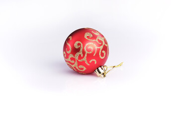 red christmas ball on white