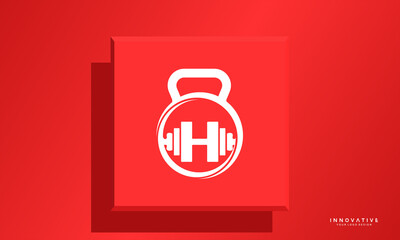 Sticker - Letter H fitness logo design, dumbbell icon vector design, Gym Logo Ideas & Fitness Logo Designs