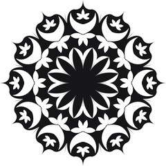Poster - Abstract vector black and white illustration round beautiful ornament. Decorative vintage ethnic mandala pattern. Design element for tattoo or logo.
