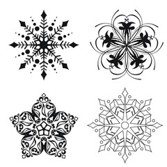 set of black and white snowflake