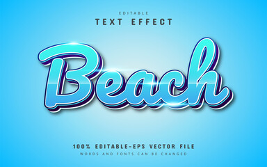 Poster - Modern beach text effect with blue gradient