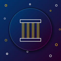 Line Prison window icon isolated on blue background. Colorful outline concept. Vector.