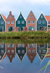 Wall Mural - Volendam is a town in North Holland in the Netherlands. Colored houses of marine park in Volendam.