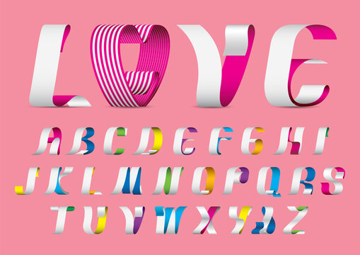 Colorful ribbon font, Special Characters, modern  Typeface, Vector and illustration.
