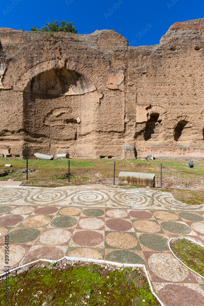 3rd century Baths of Caracalla, ruins of ancient Roman public baths ...
