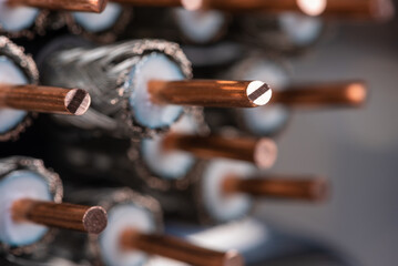 Poster - Set of stripped high frequency coaxial cable closeup