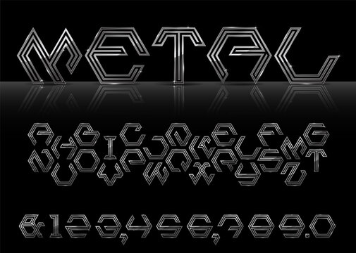 Font, Typeface, Alphabet & Numbers, Hexagon Shape, Geometric Shape, Vector and Illustration.
