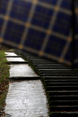 Canvas Print - Stairs in a park in a rainy day