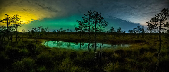 northern lights reflected in the water