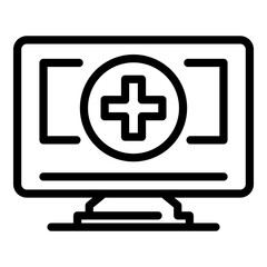 Poster - Doctor online service icon. Outline doctor online service vector icon for web design isolated on white background