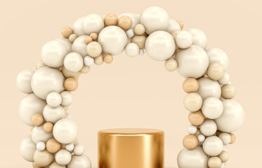 Aufkleber - Winter Christmas scene with a podium backdrop for product display. 3d render.