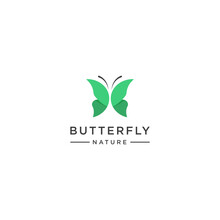 Green Butterfly Logo Template - Vector