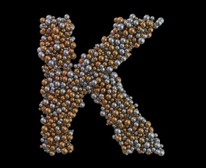 Sticker - Light gold letter K on the background. 3D