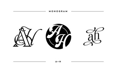 Wall Mural - Monogram Letter A and H. Business Company Vector Logo Design. Stock template for wedding invitations, cards.