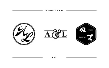 Aufkleber - monogram design template of letter a and l isolated on a white background. elegant vector illustrati